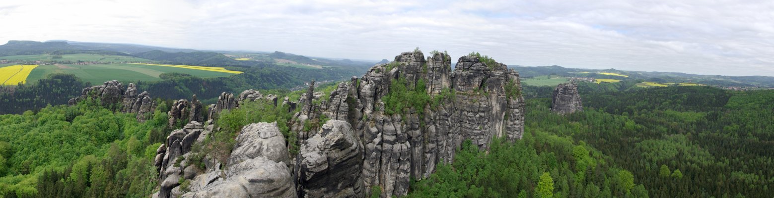 Panorama von der Schrammstein-Aussicht, April 2007