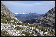 Panorama des Alpenhauptkamms mit Großglockner von der Zsigmondyhütte aus