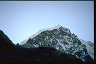 Bianco-Grat im Gegenlicht des Sonnenaufgangs