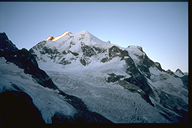 Piz Rosegg im Morgengrauen von der Tschierva-H&uuml;tte aus