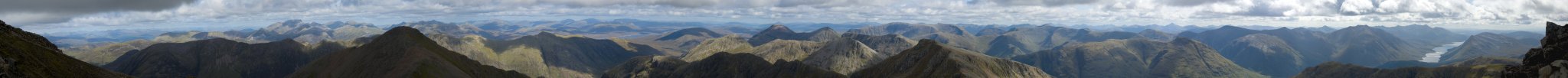 Panorama vom Gipfel des Bidean nam Bian (1150m), Glen Coe, Schottland, September 2007