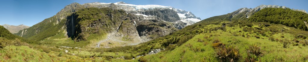 Mount Aspiring NP: Rob Roy Glacier Valley, Glengyle (2246m) und Rob Roy Peak (2606m), Januar 2008