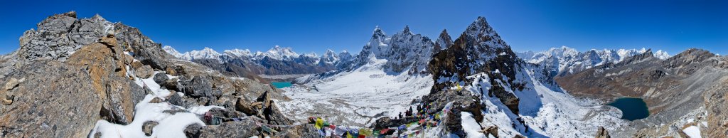 360-Grad-Panorama auf der Passhöhe des Renjo La (5430m), Nepal, Oktober 2011.