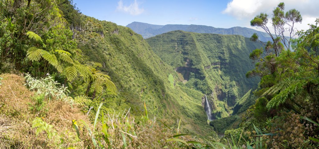 Wasserfall von Trou de Fer im Foret de Bebour im regenreichen Norden von La Reunion, Oktober 2013.
