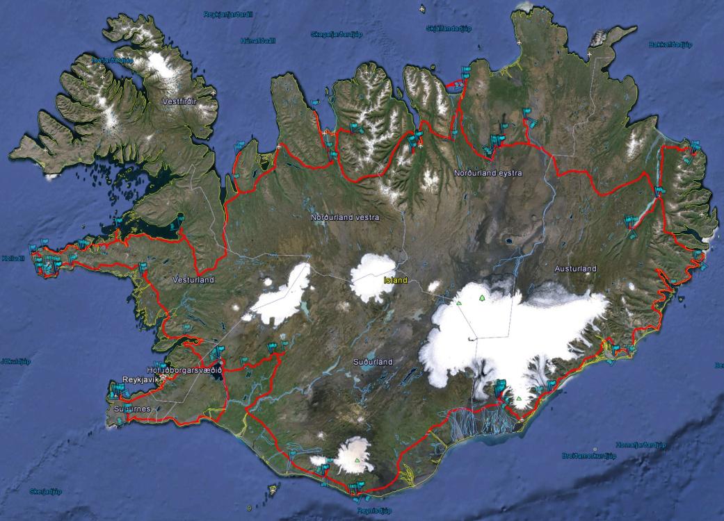 Rundtour mit dem Wohnmobil einmal rund um Island, Juli 2015.