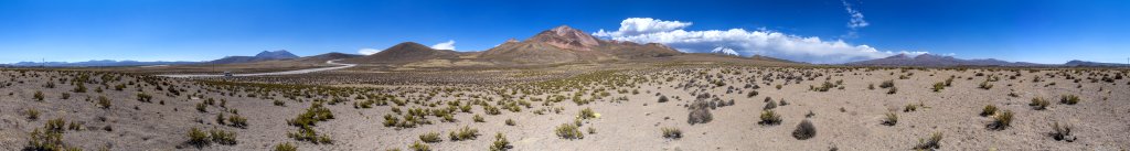 360-Grad-Panorama am Fusse des Cerro Guane-Guane (5097m) im Lauca Nationalpark, Chile, November 2016.