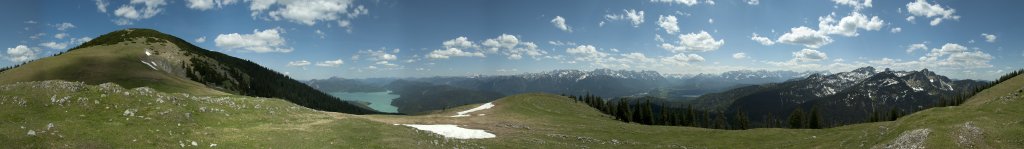 360-Grad-Panorama vom Vorgipfel des Simetsbergs, Bayrische Voralpen