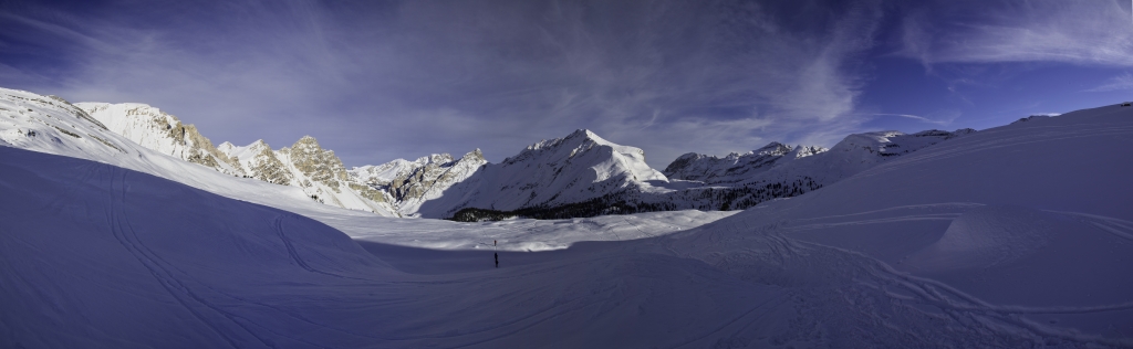 Rückkehr von der Fanesburg zur Fanes-Hütte, Fanes, Dolomiten, Januar 2011.