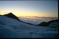Sonnenaufgang auf der M&uuml;llerh&uuml;tte : Blick aufs Becherhaus