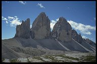 Die drei Zinnen vom Plateau der Drei-Zinnen-Hütte aus