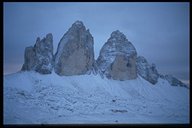 Die drei Zinnen im Schnee