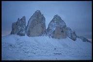 Die drei Zinnen im Schnee