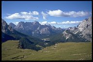 Blick auf Misurina südlich der drei Zinnen