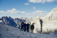 Wir verlassen den Klettersteig an der Felsengruppe Tre Dita